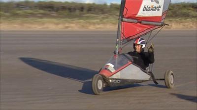 Mike on a blowkart