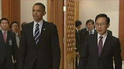 President Barack Obama and President Lee Myung-bak