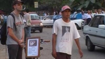 Supporters outside Aung San Suu Kyi's house