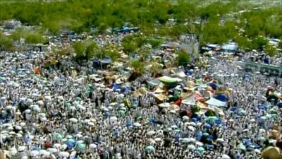 Pilgrims flock to holy site