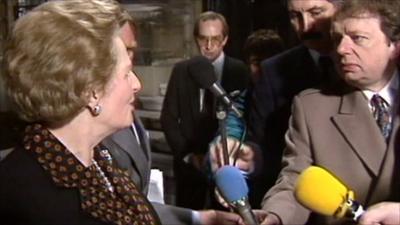 Margaret thatcher and John Sergeant in 1990