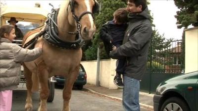 Horse and cart in Saint-Prix outside Paris