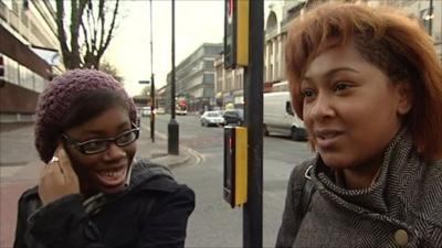 Women in Manchester talking about happiness