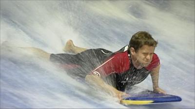 Mike Bushell surfing indoors