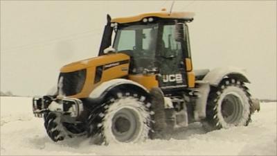 Tractor in the snow