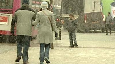 People walking in the snow