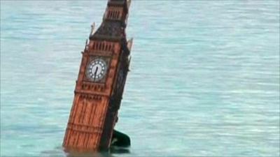 Big Ben symbol in the sea