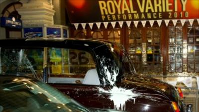 Paint-splattered royal car