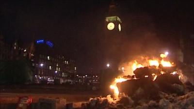 Fire burns near Big Ben