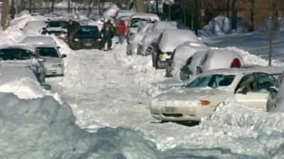 Snowy street in Chicago