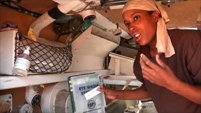 Inside the medic's ambulance