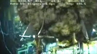 Underwater film footage of oil leak