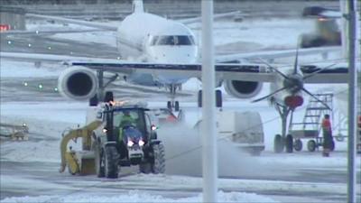 Belfast City Airport under snow