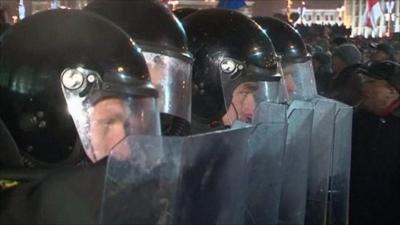 Riot police descended on Minsk and there were reports of mass arrests