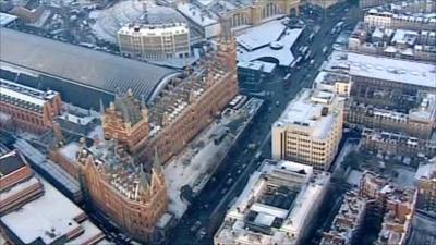 Aerial view of St Pancras station.