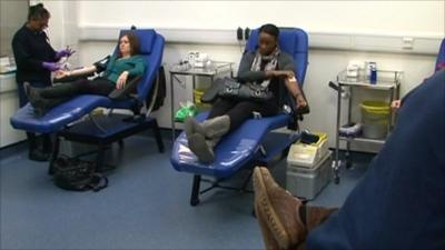 A blood donation centre in London