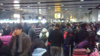 Travellers at Heathrow's Terminal 3