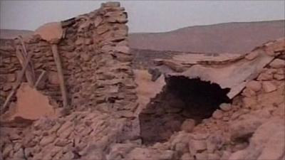 Collapsed wall in Kerman province in Iran