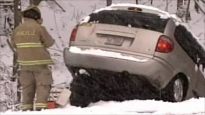 A car stuck in the snow