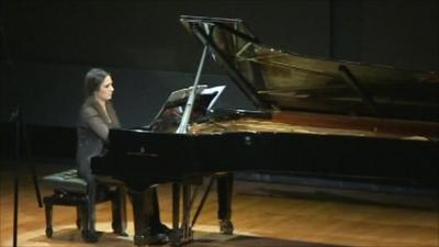 Playing piano in the Louvre auditorium