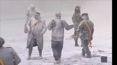 Flour fight in Ibi, Alicante in Spain