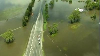 Flooded Australian road