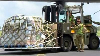 Australian military with supplies