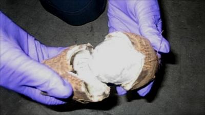 A yam with drugs hidden inside