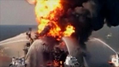 Blast aboard the Deepwater Horizon rig last April