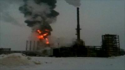 Fire at an oil plant in Calgary, Canada