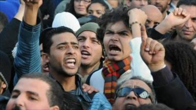 Protesters in Tunisia