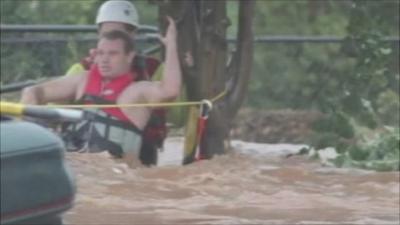 Rescue of man from Australian flood waters