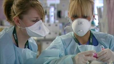 Specialist swine flu unit at Wythenshawe Hospital in Manchester