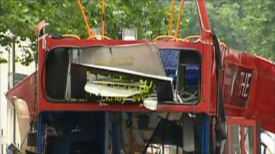 The bombed bus in Tavistock Square