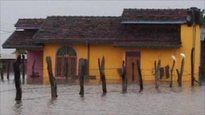 Flooded house in Sri Lanka