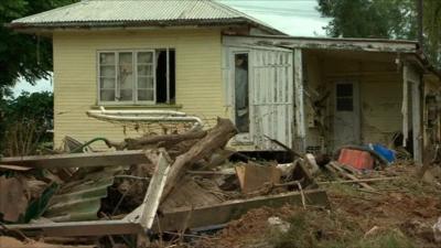 Flood damaged house