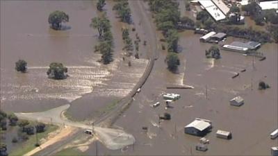 Flooded town