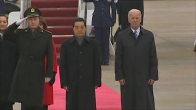 Chinese President Hu Jintao and US Vice President Joe Biden