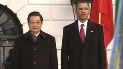 Hu Jintao and Barak Obama