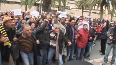 Protesters in Tunis