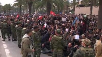 Protesters in Tunis