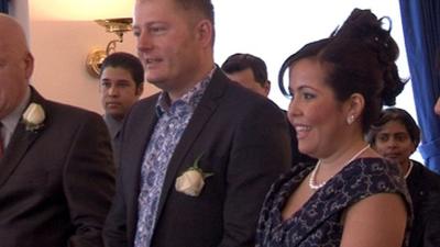 Mark Hillary and and Angelica Mari on their wedding day