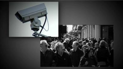 Graphic of CCTV camera and people in the street