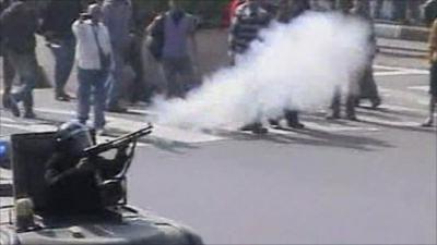 Police firing tear gas