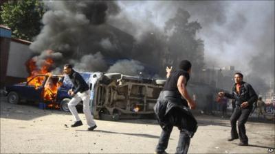 Burning car in Suez