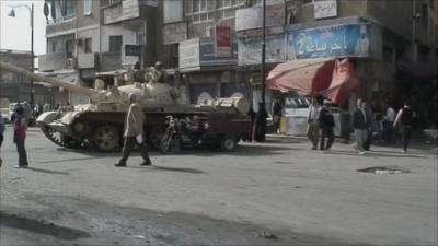 Tank on street in Egypt