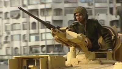 Military tank in Tahrir Square