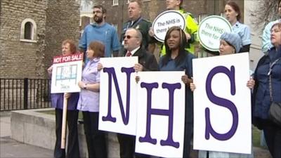 Protestors against NHS reforms