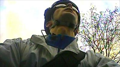 Cyclist Ben Porter wearing a helmet camera