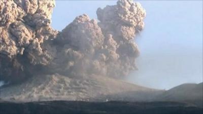 Ash spews from Shinmoedake in southern Kyushu